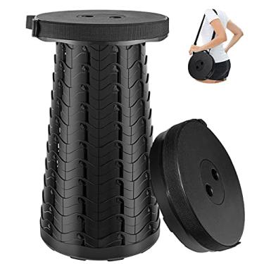 Imagem de Banqueta dobrável atualizada, leve, portátil, telescópica, dobrável, com capacidade de carga de 181 kg, assento dobrável retrátil para adultos - Preto