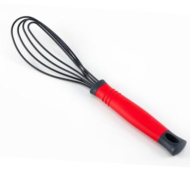 Imagem de Batedor Fouet Plano Revolution 4 Fios Silicone Premium Bicolor Vermelho e Preto Black Onix Le Creuset