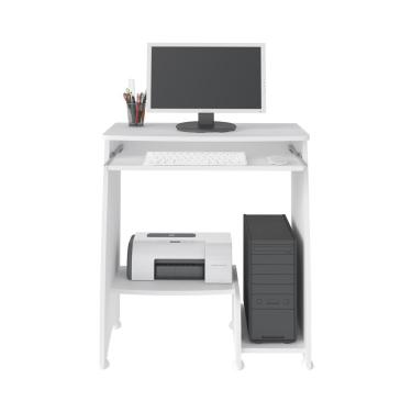 Imagem de Escrivaninha Mesa Computador com Divisões em mdp Home Office 74x69x40cm Artely Pixel branco