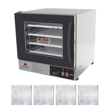 Imagem de Kit - Forno Turbo Prp-004 Plus Digital 127v Preto + 4 Assadeiras - Progás 127v