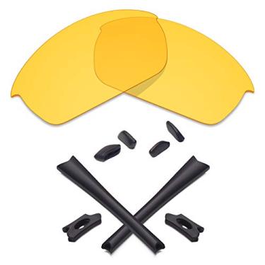 Imagem de Lentes de reposição e kits de borracha Mryok para óculos de sol Oakley Flak Jacket – Opt, Hd Yellow No Polarized Lenses & Black Rubber Kits, One Size