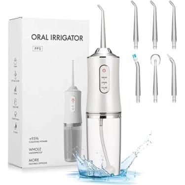 Imagem de Irrigador Oral Limpeza Profunda Dental e Gengiva Jato D àgua Supersônico 3 Modos Diferentes Portatil Tanque de 220ML Eletrico Branco Premium FastJoy