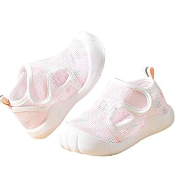 Imagem de Sandálias para bebês meninos tamanho 5 sandálias para meninos sandálias de fundo plano antiderrapante meio aberto dedo do pé antiderrapante respirável sandálias de renda macia bebê, Rosa, 7 Toddler