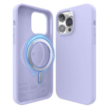 Imagem de elago Capa magnética compatível com MagSafe iPhone 14 Pro Max Case MagSafe - Ímãs embutidos, capa de silicone líquido, à prova de choque, ímã forte - 6,7 polegadas [roxo] (ES14MSSC67PRO-PU)