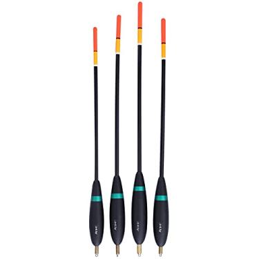 Imagem de HERCHR Boia de pesca, 4 peças de madeira balsa, flutuador vertical, cabeça de cobre com boia de pesca, indicador de mordida bobber para robalo de truta, peixe-panfish