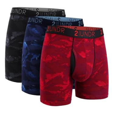 Imagem de 2UNDR Pacote com 3 cuecas boxer Swing Shift, Stormy preto/azul/vermelho, P