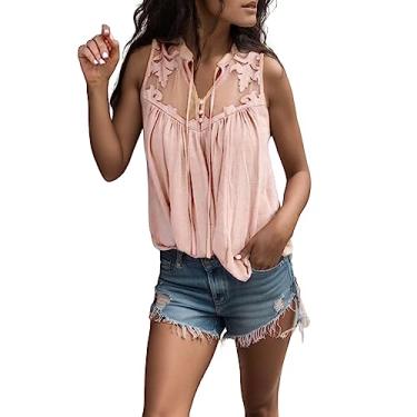 Imagem de Blusas femininas modernas estampadas para sair plus size manga curta sexy blusas de chiffon de verão camisas florais túnica formal, rosa, M