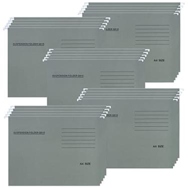 Imagem de Pastas de arquivo suspensas A4, 25 unidades de pastas de arquivo de cartão reciclado para armário de arquivo com abas e inserções de cartão, pastas de armazenamento de arquivos suspensos para