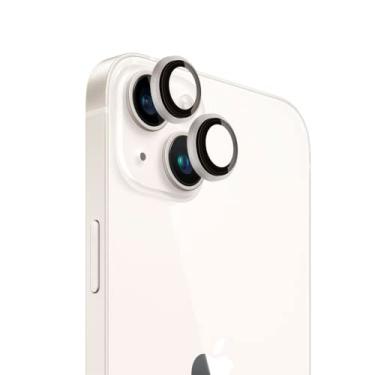 Imagem de iTedel Protetor de lente de câmera para iPhone 14 e 14 Plus capa de anel de alumínio de vidro temperado, HD transparente, correspondência de design de câmera para iPhone, antirreflexo, anti-arranhões,