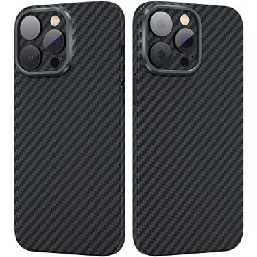 Imagem de MEMUMI Capa para iPhone 14 Pro Max de fibra de carbono, fibra de aramida real, resistente, durável, carbono 0,5 mm, ajuste fino para iPhone 14 Pro Max 6,7 polegadas, capa fina de fibra de carbono com