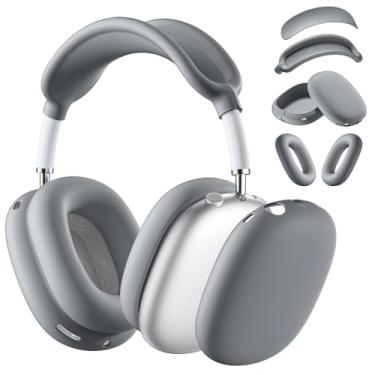Imagem de Lerobo Capa de silicone para AirPods Max, capa de fone de ouvido/capa para fones de ouvido AirPods Max, protetor de silicone macio para acessórios Apple AirPods Max (cinza