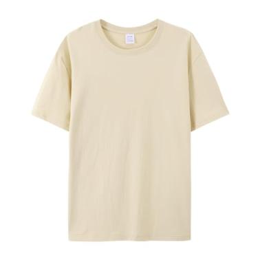 Imagem de Camiseta de algodão puro com gola redonda e mangas curtas, Cor da areia, XXG