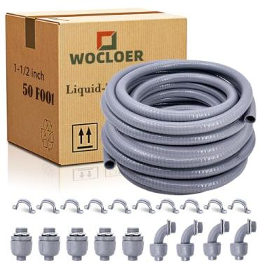 Imagem de Wocloer Kit de conduíte de 3,8 cm (1-1/2"), kit de conduíte elétrico flexível não metálico e conector, com 5 encaixes retos e 4 ângulos e alça de tubo.