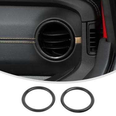 Imagem de Linskip Para Jeep Wrangler JL 4XE & Gladiator JT 2024-2025 anéis de ventilação de painel, capas de ventilação compatíveis com Sport, Rubicon, Sahara, Willys, Rubicon, acessórios interiores (preto)