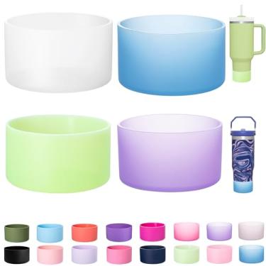 Imagem de LONPARRY Pacote com 4 botas de silicone para copo Stanley protetor de borracha para copo Stanley Tumbler Owala copo copo de viagem fundo de garrafa