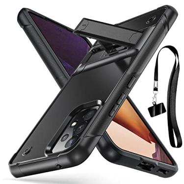 Imagem de YSLBWLE Capa para Samsung Galaxy A53 5G, capa protetora resistente à prova de choque, proteção de nível militar, resistente a arranhões, capa fina e fina, com suporte, com cordão, preto 6-sam a53-01