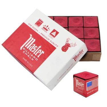 Imagem de 12un. Giz Master Profissional para Taco de Sinuca/Bilhar c/Sola de Couro Vermelho