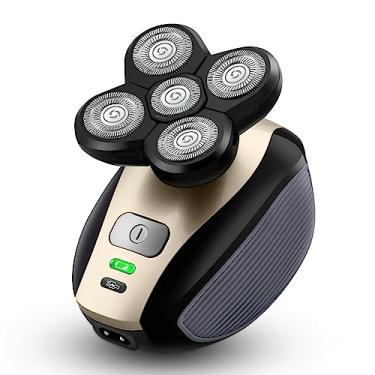 Imagem de Telfun Barbeador elétrico 5 em 1 para homens, barbeadores rotativos recarregáveis molhados e secos, kit de cuidados sem fio 5D flutuante 5 cabeças com barba, nariz, orelha, aparador