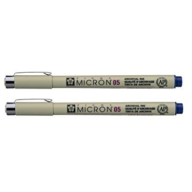 Imagem de Caneta Fineliner Sakura Pigma Micron 05, linhas de 0,45 mm, pacote com 2 (Azul Real)