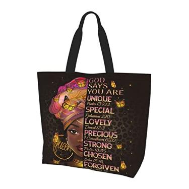 Imagem de Emeuzie Bolsa de ombro afro-americana moderna feminina bolsa de ombro preta Queen Girl, Preto feminino, One Size