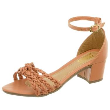 Imagem de Sandalia Feminina Salto Baixo Grosso Social Trança Leve e Confortável Via Angel. (Caramelo, BR, Adulto, Numérico, 40)