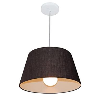 Imagem de Lustre Pendente Cone Cúpula Tecido 21/40x30 cm, Vivare Iluminação, Pendente4039 PR, Preto, Médio