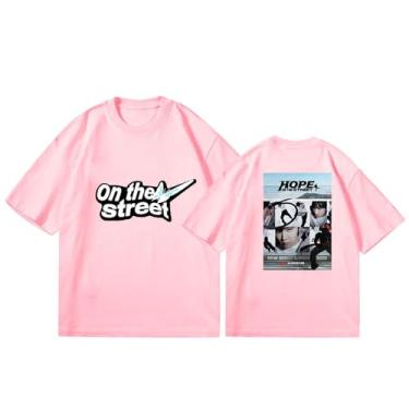 Imagem de Camiseta K-pop J-Hope, camiseta solta na rua, unissex, com suporte, estampada, camiseta de algodão, Rosa, G