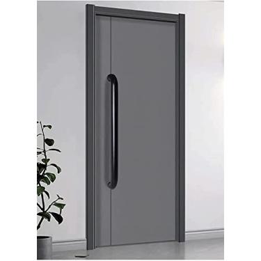 Imagem de Maçaneta deslizante para porta de celeiro preta, resistente, de vidro deslizante de aço inoxidável para porta de chuveiro/porta de madeira/porta de bolso, maçaneta de porta de entrada de modelo/80 cm