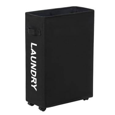 Imagem de ZERO JET LAG Cesto de lavanderia fino com rodinhas - cesto de enrolar sobre rodas - cesto de canto estável - cesto de armazenamento prático de 52 L - cesto de roupa suja fino - cesto de roupa suja à