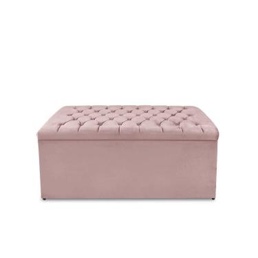 Imagem de Calçadeira Baú Estofada Dunas Solteiro 90 Cm - Veludo Rose