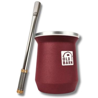 Imagem de Kit De Tereré Cuia Térmica Parede Dupla De Alumínio 300ml Bomba De Inox Polida Mola Externa Old Barn Cor:Vermelho