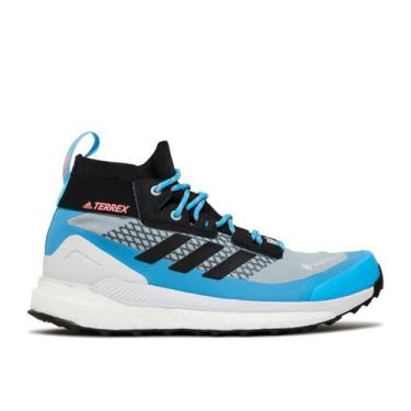 Imagem de adidas Tênis feminino Terrex Free Hiker GTX tamanho 38, cor: cinza mágico/preto/céu rush, Cinza/Preto/Azul, 37