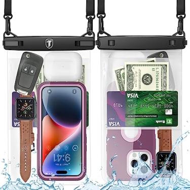 Imagem de Takfox Bolsa de telefone à prova d'água extra grande para Samsung Galaxy S25 Ultra S24 Plus S23 Note 20 A36 A35 A16 A15 iPhone 16E 16 Pro Max [até 10 polegadas] [pacote com 2] IPX8 bolsa seca para