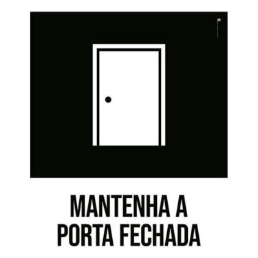 Imagem de Kit 3 Placas Desenho - Mantenha Porta Fechada