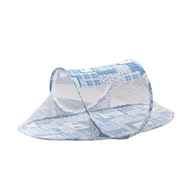 Imagem de Barraca da Rede do Berço do bebê, Fechamento Com Zíper Dobrável Portátil Respirável Capa de Rede da Cama do bebê para Infantil (Azul)