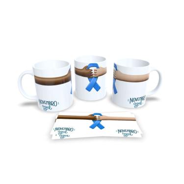 Imagem de Canecas Branca de Porcelana Personalizadas Novembro Azul
