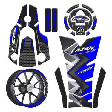 Imagem de Kit Adesivos Protetores e Friso Yamaha Fazer FZ25 Azul - Resitank, Azu