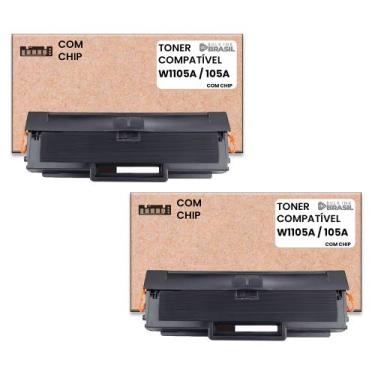 Imagem de kit com 02 toner 105a compatível preto com chip para impressoras HP 10