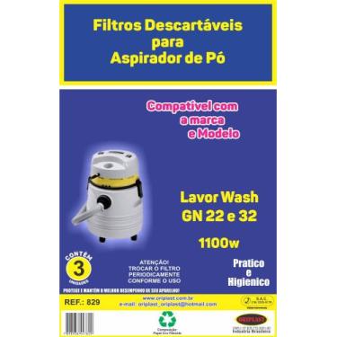 Imagem de Saco para Aspirador de Pó Lavor Wash GN22 e GN32 ( Kit C/3 Sacos ) - O