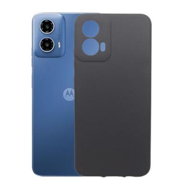 Imagem de Capa Capinha Preta Aveludada Para Moto G34 Silicone - Mustangshop