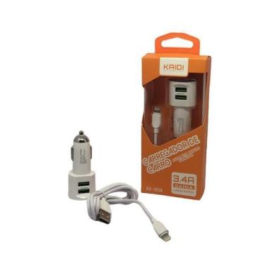 Imagem de Carregador De Carro Turbo 2Usb Tipo-C 3.4A Kaidi Kd303C, Veicular