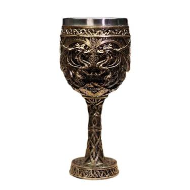 Imagem de SiaBiced Cálice Medieval Vintage em aço Inoxidável, Formato de Aniversário, Artesanato, Decoração de Mesa de Casamento, Copo para Beber, marrom