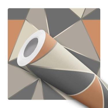 Imagem de Papel De Parede Vinílico Geométrico Cinza Laranja Sala Quarto 3m - DEL