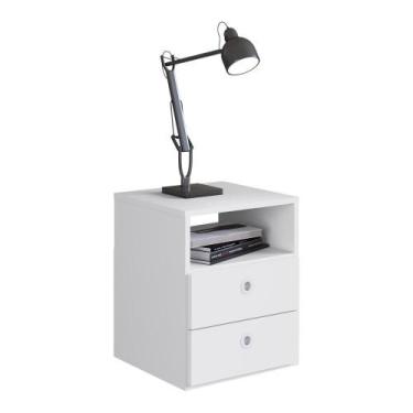 Imagem de Mesa de Cabeceira com 2 Gavetas Multimóveis CR35099, Branco