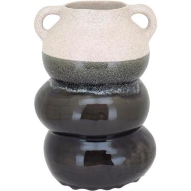 Imagem de Vaso Decorativo Enfeite Casa Cerâmica 26x18x18cm Cinza - NH, Material: