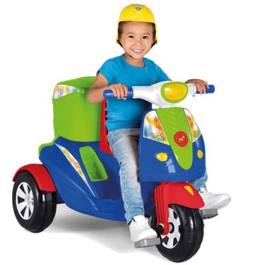 Imagem de Carrinho de Passeio e Pedal para Bebe Calesita Moto Uno Azul
