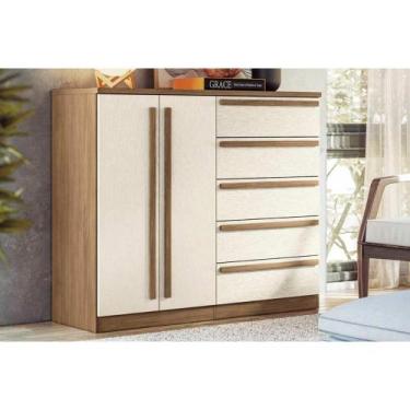 Imagem de Cômoda Infantil Malaga 2.5 2 Portas e 5 Gavetas jatoba/Areia - Santos 