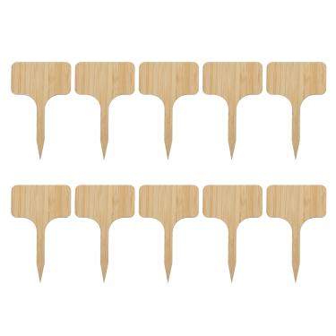 Imagem de 1/8 de Espessura Marcador de Plantas Duráveis Tipo T Etiquetas de Plantas de Madeira Etiquetas de Jardim de Viveiro Sinais para Hortaliças,10 Pçs Etiquetas de Plantas de Bambu, Estufa(T shape)