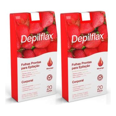Imagem de Kit Depilflax 2 Caixas Cera Depilitórias Folhas Morango 20un