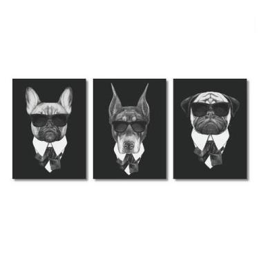 Imagem de Quadro Decorativo Cães Máfia Pets 3 Peças 40x50cm - Quadros Mais